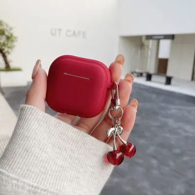 Silicone Case for Airpods 4 3 Pro 2 1 Protect Sleeve with 3D Cherry Pendant Wireless Earphone Cases for Apple Airpods Pro2 Cover