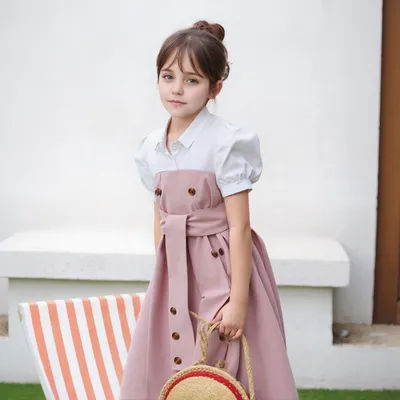 Teen Girl Dress Summer Casual Vacation Children Dresses Fashion Elegant Retro British Style Girls Party Dress 7 8 9 10 11 12 Yrs