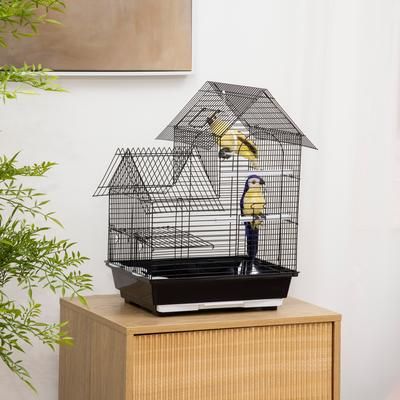 TEMU Wide Large Cage For Finch Parakeets Cockatiels With Rolling Stand, Removable Metal Tray, Storage Shelf, Wood Perch