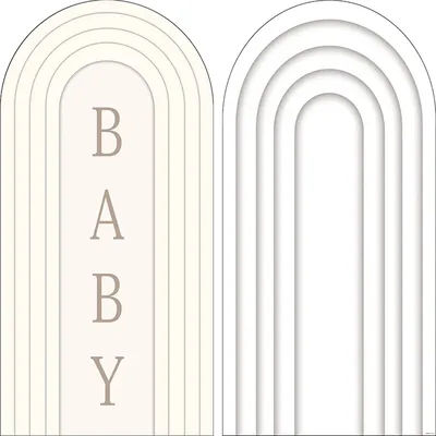 Mehofond Baby Shower Arch Cover Backdrop White Beige Stripe Girls Birthday Party Newborn Decor Background 2-sided Photo Studio