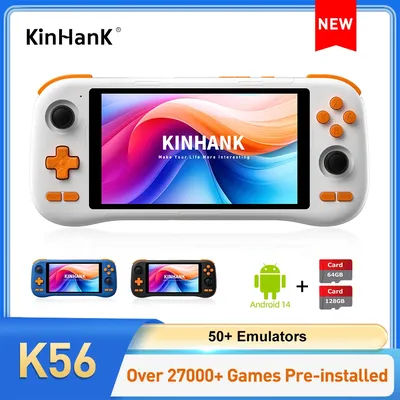 Handheld Game Console K56 5.5'' Touch Screen 50 Emulators 27000 Games PS1/PSP/DC/SS Android 14 5000mAh WIFI5 Retro Game Player