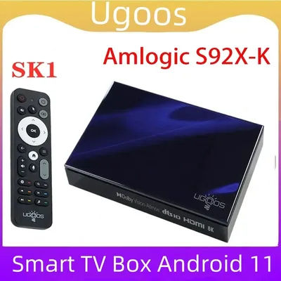 2025 New Ugoos SK1 Smart TV Box Android 11 Amlogic S928X-K 8GB 128GB Wifi6 BT5.2 1000M Set Top Box Dolby Widevine L1 DTS Support