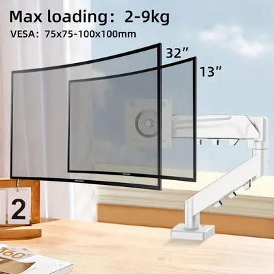 Single Monitor Arm For 13-32" Screen Adjustable Single Monitor Bracket Full Motion Swivel Desktop