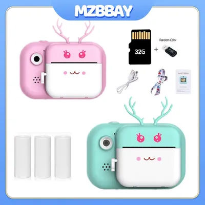 Children's Mini 1080P HD Digital Camera Toy Multifunctional Thermal Print Camera Parent-Child Interaction Selfie Camera Toy Gift
