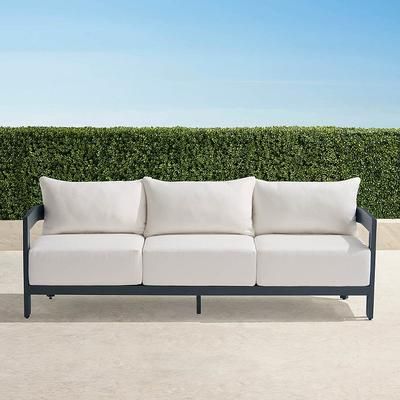 Porticello Sofa in Matte Black Aluminum - Rain Resort Stripe Indigo - Frontgate