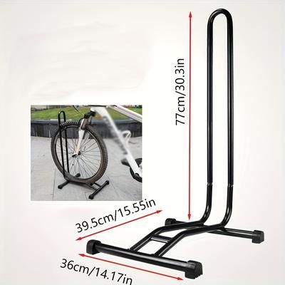 TEMU Sleek Black Iron L-shaped Bike Stand - Freestanding Bicycle Parking Rack With Sturdy Construction, Space-saving Design, Fits All Bikes, Ideal For Efficient Cycling Storage, Bike Storage Rac