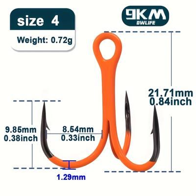 TEMU 10pcs 9km Dwlife Triple Treble Hooks 2x Strong For Deep Freshwater Fishing - Orange (uv) Glow, High-visibility Lure & Bait Hooks For Pike, Musky, Trout, Salmonids, Zander, Perch, Fishing Hooks
