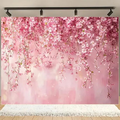 Elegant pink cherry blossom background, suitable for weddings, parties, photography studios, live streamingL