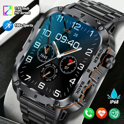 LIGE 2025 montre intelligente militaire robuste hommes montres d'extérieur lP68 étanche 1.95 "Al voix BT appel homme Smartwatch pour Android IOS