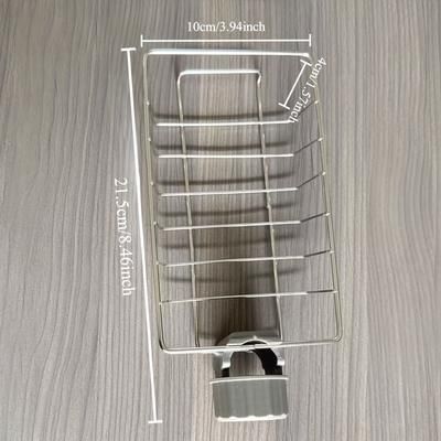 TEMU Stainless Steel Kitchen Sink Organizer Rack - Space-saving Faucet Holder For Sponges, Soap, Towels, And Utensils With And Durable Construction