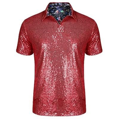 Retrò Vintage Anni '70 Rave T-shirt Polo Maniche corte Disco Paillettes Costume Per uomo Halloween Carnevale Festival Musicale Parata dell'Orgoglio Mese dell'orgoglio Adulti Maglietta Primavera