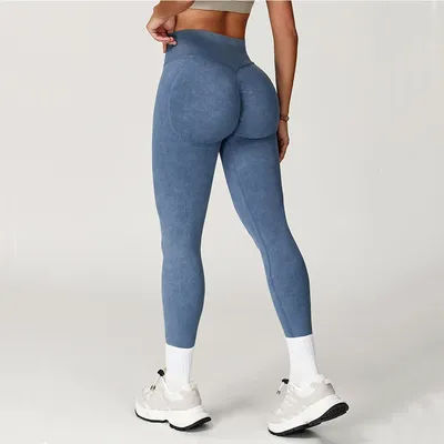 Yoga Pants Impact Leggings Women Seamless Sports Yoga Pant High Waist Ribbed Gym Clothes Fitness Workout Wear Scrunch Bum Tights