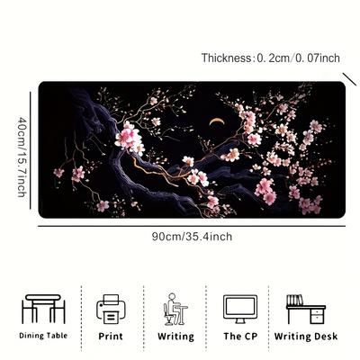 TEMU Extra Large Cherry Design Gaming Mouse Pad - High-definition Printing, Non-slip Premium Base, Precision Stitched Edges, Rectangular Desk Mat For Office, Study, Home Decor, Mouse Pads For Desk