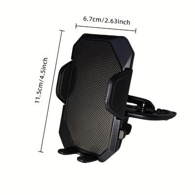 TEMU Automatic Locking Car Phone Holder - Cd Slot Mount, Abs Material, For Visibility, Black Hexagonal Design, Phone Holder For Car