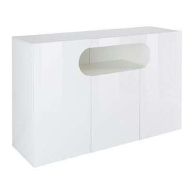 Credenza a 3 Ante Effetto Legno Bianco lucido 130x40x80cm