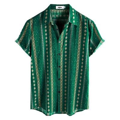 Retrò Vintage Boho Anni '70 Camicia Camicie hawaiane Hippie Tribale Etnico Costume Per uomo Halloween Carnevale Festival Musicale Vacanza al Mare Festa a tema retrò Adulti Camicia