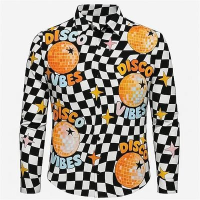 Retrò Vintage Anni '70 Camicia Disco Geometrico Costume Per uomo Halloween Carnevale Parata dell'Orgoglio Mese dell'orgoglio Festival Adulti Camicia