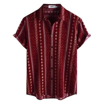 Retrò Vintage Boho Anni '70 Camicia Camicie hawaiane Hippie Tribale Etnico Costume Per uomo Halloween Carnevale Festival Musicale Vacanza al Mare Festa a tema retrò Adulti Camicia