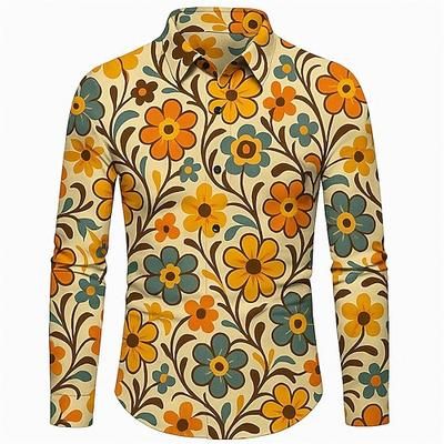 Retrò Vintage Anni '70 Camicia Disco Geometrico Costume Per uomo Halloween Carnevale Parata dell'Orgoglio Mese dell'orgoglio Festival Adulti Camicia