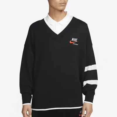 Nike Official Authentic Spring New Men's Retro Casual Knit V-Neck Sweatshirt DX0009-010