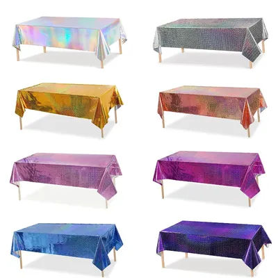137x274cm Glitter Aluminum Foil Tablecloth Wedding Birthday Party Decorations Baby Shower Rectangular Waterproof Tablecloth