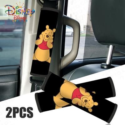 TEMU 1/2pcs Winnie The Pooh Car Seat Belt Cover, Car Interior Accessories, Cute Car Seat Shoulder Strap Protectors, Multifunctional Strap Protectors, Suitable For Backpacks And Seat Belts. 4.10q