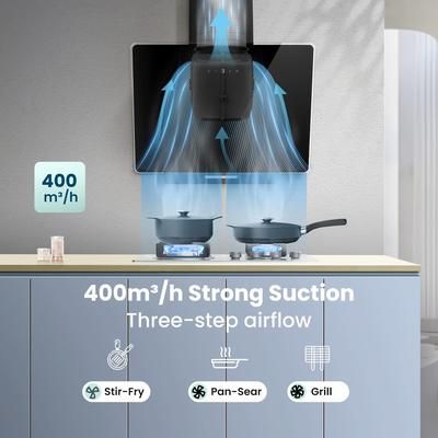 TEMU Comfee' Angj64b-60 60cm Black Angled Extractor Hood - Tempered , Touch - Screen Operation, Led Lights, Dual - Function Recirculating & Ducting System, Wall - Mounted Kitchen Fan, Energy