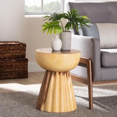 Alara Hand-carved Suar Wood Side Table by Bali & Pari in Natural Brown (Size ONE SIZE)
