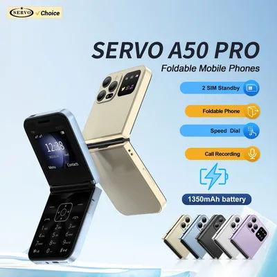 SERVO A50 PRO Flip Mobile Phone 2G GSM Dual Sim Cards Call Recording Blacklist MP3 FM Radio 2.4" Foldable Cellphones Flashlight