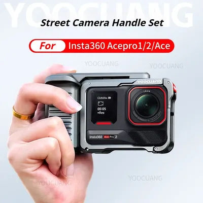 For Insta360 Ace Pro 2 Metal StreetGrip Vlog Grip Mount Metal Quick Release Rabbit Cage Magnetic Protective Sleeve Accessories