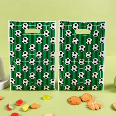 Sacs cadeaux de Football verts, 10/20/50 pièces, sac d'emballage de bonbons et de biscuits pour enfants, fournitures de fête d'anniversaire sur le thème du Football