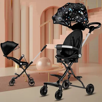 Poussette Portable Pliable pour Bébé de 6 Mois à 5 Ans, Siège Twoway, Chariot à Quatre Roues,