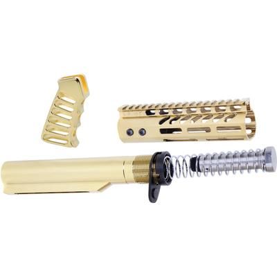 Guntec USA AR-15 Pistol Furniture Set With Miltube Gold Plated AR-PISTOL-SET-MIL-GP