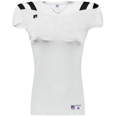 Russell Athletic R0100M Canton Football Jersey T-Shirt in White/Black size 3XL | Polyester/Spandex Blend