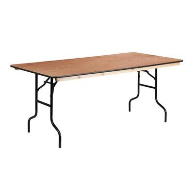 MoTak M190 Rectangular Folding Banquet Table - Hardwood Tabletop, 72"W x 36"D x 30"H, Black