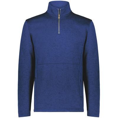 Holloway 223540 Alpine Sweater Fleece 1/4 Zip Pullover in Navy Blue Heather size Medium | Polyester