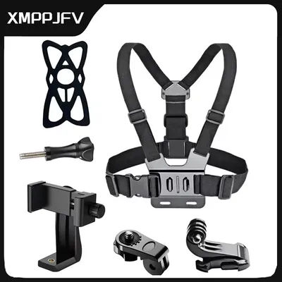 Adjustable Phone Clip Holder With Chest Strap Fixation Bracket for Sport Camera Mobile Phone Camera