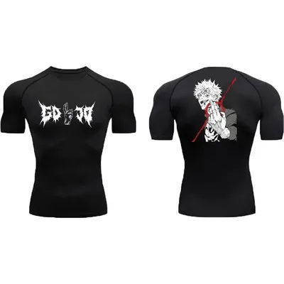 Men's Compression Shirt Anime Print Gym Sport Quick Dry Gym TShirts Fitness Athletic Undershirts Elasticity Tops Tee Summer Male