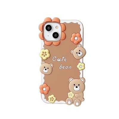 TEMU New 16 14 Silicone 15 13 Pro Max Cute Flower Bear - Soft Mobile Phone Case 12 Super Sparkle Flower Bear New Female Cute Mobile Phone Protective Case