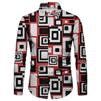 Retrò Vintage Anni '70 Camicia Disco Geometrico Psichedelico Costume Per uomo Halloween Carnevale Festival Musicale Parata dell'Orgoglio Adulti Camicia