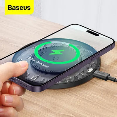 Bas192.- Chargeur sans fil Qi 15W, chargeur rapide sans fil pour iPhone 14, 13, 12 Pro Max, Airpods,