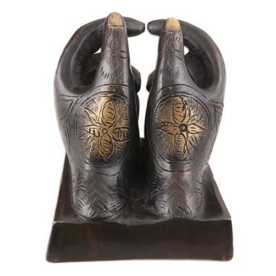 Floral Welcome,'Handcrafted Floral Brass Card Holder with Antique Finish'