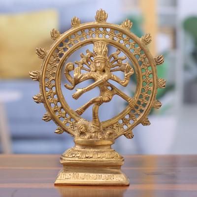 Divine Nataraja,'Handcrafted Hindu Nataraja State Brass Sculpture from India'