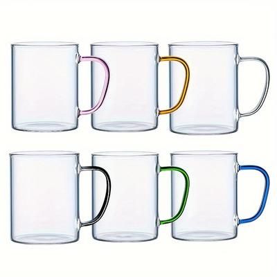 TEMU 6-pack Reusable Round Tumblers,, Heat-resistant, For Family Use - Machine , Clear Glass Cups For Milk, Beverages, And Juice