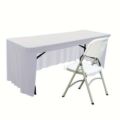 TEMU Elastic Spandex Open Tablecloth - Elegant Fitted Table Cover With Back Opening, Solid Color, Polyester And Spandex Blend, Fabric, Machine, Suitable For Events And Home Use - 1p