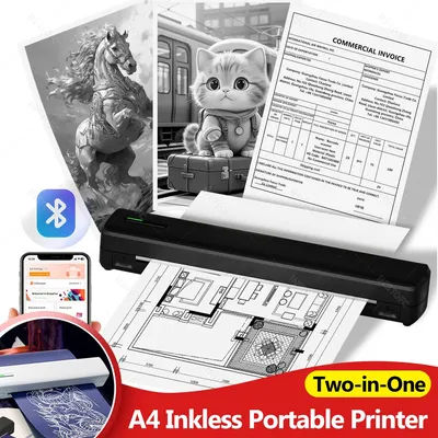 C80 Wireless Tattoo Stencil Printer Portable A4 Thermal Printer with 5pcs Paper for Tattoo Artists, Compatible with Phone & PC