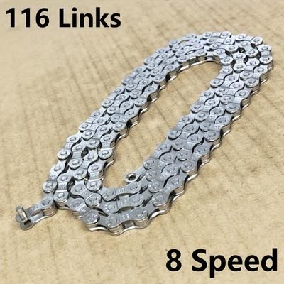 TEMU Vxm Silvery Bike Chain, 8 Speed/9 Speed/10 Speed/11 Speed/12 Bicycle Gear Chain, / Diecast Bicycle Chain, High And Wear-resistant Steel, Compatible With Road Bike Drive System Chain Replacement