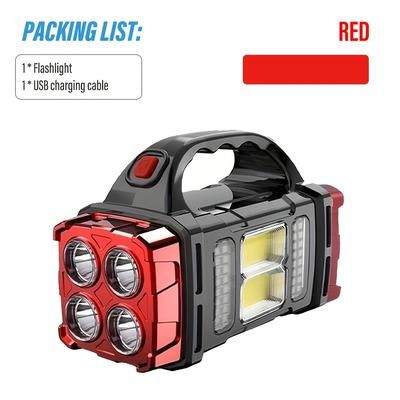 TEMU Rechargeable Led Searchlight, Portable Flashlight, Handheld Spotlight And Side Light, 4 Light Searchlight For Camping, Fishing, Work And Emergencies