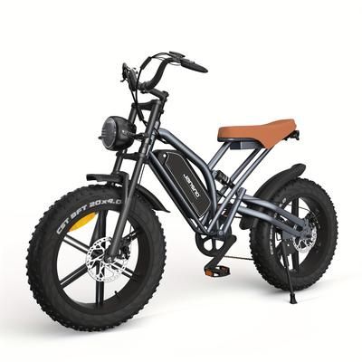 "TEMU Jansno 20" Electric Bike For Adults - 4.0 Fat Tires, 250w Brushless Motor, 15mph , 7-, Removable Lithium Battery, Off-road Motorcycle For Camping & Commuting, Mountain Bike For Adults"