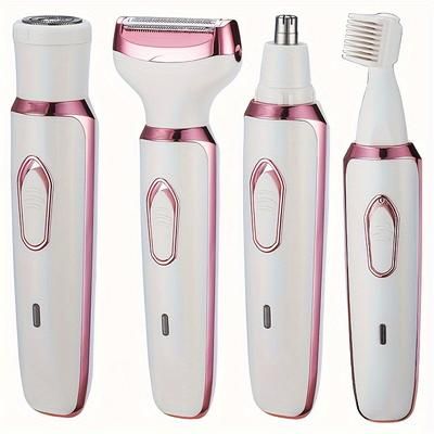TEMU 4-in-1 Women's Electric Epilator Set - Usb Rechargeable, Multi-tool For Brows, Nose, Face, Legs - Portable, Gentle, Ideal Gift For Day, Day Gift|modern Aesthetic|durable Construction